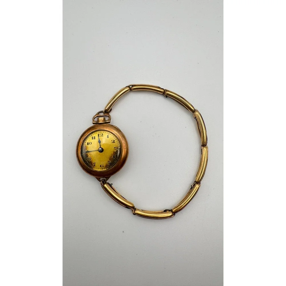Antique Ladies Watch Gold Filled Transitional Wristwatch Edwardian READ